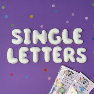 White paint-your-own bubble letters on a colourful purple background – Jubiloo
